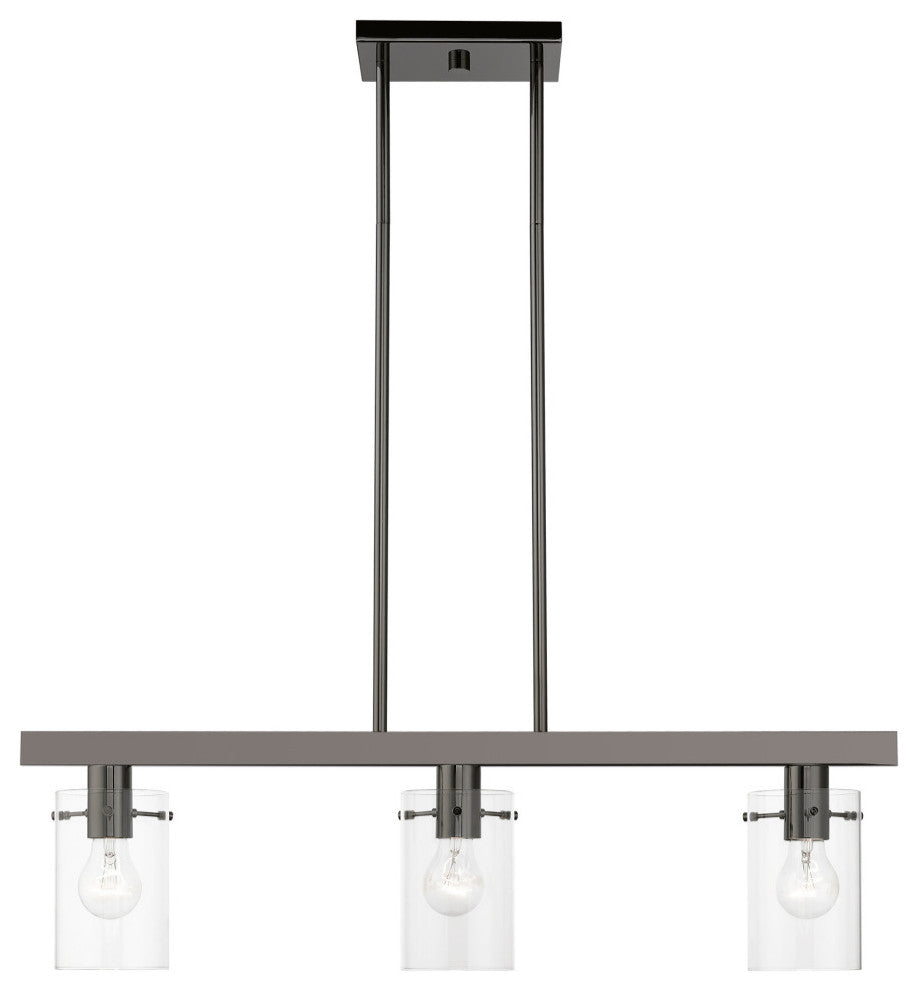 Munich 3 Light Black Chrome Linear Chandelier