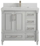 Aberdeen 36 Center Sink Bath Vanity in Coventry Gray 2" Carrara Quartz