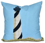 Outerbanks, Geometric Print Pillow, Blue, 18"x18"