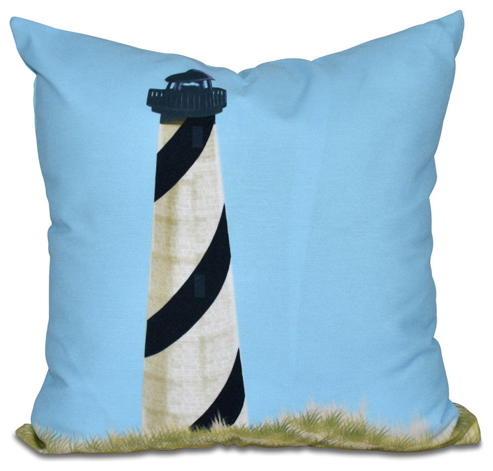 Outerbanks, Geometric Print Pillow, Blue, 18"x18"