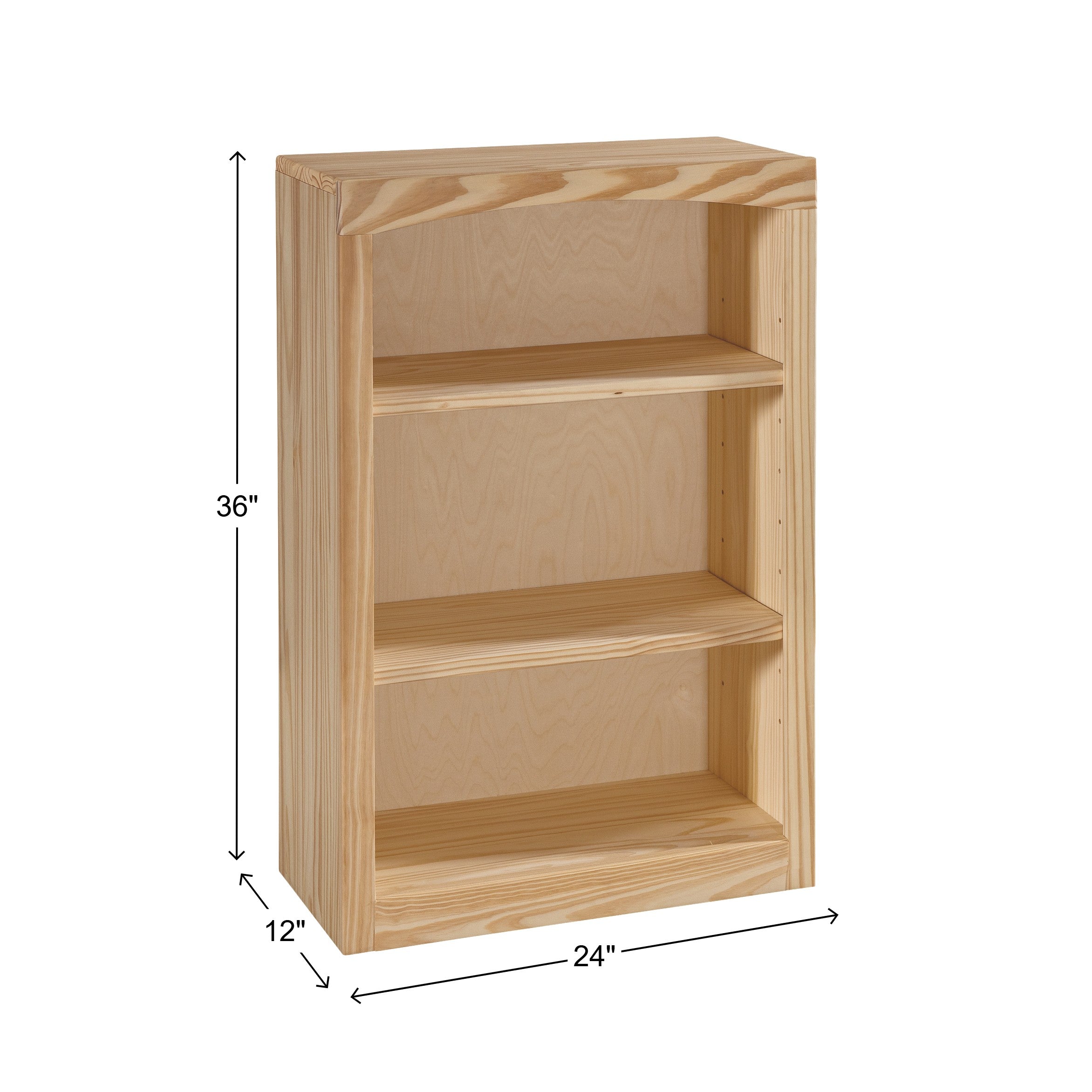 Unfinished Pine Bookcase, 24" X 36"