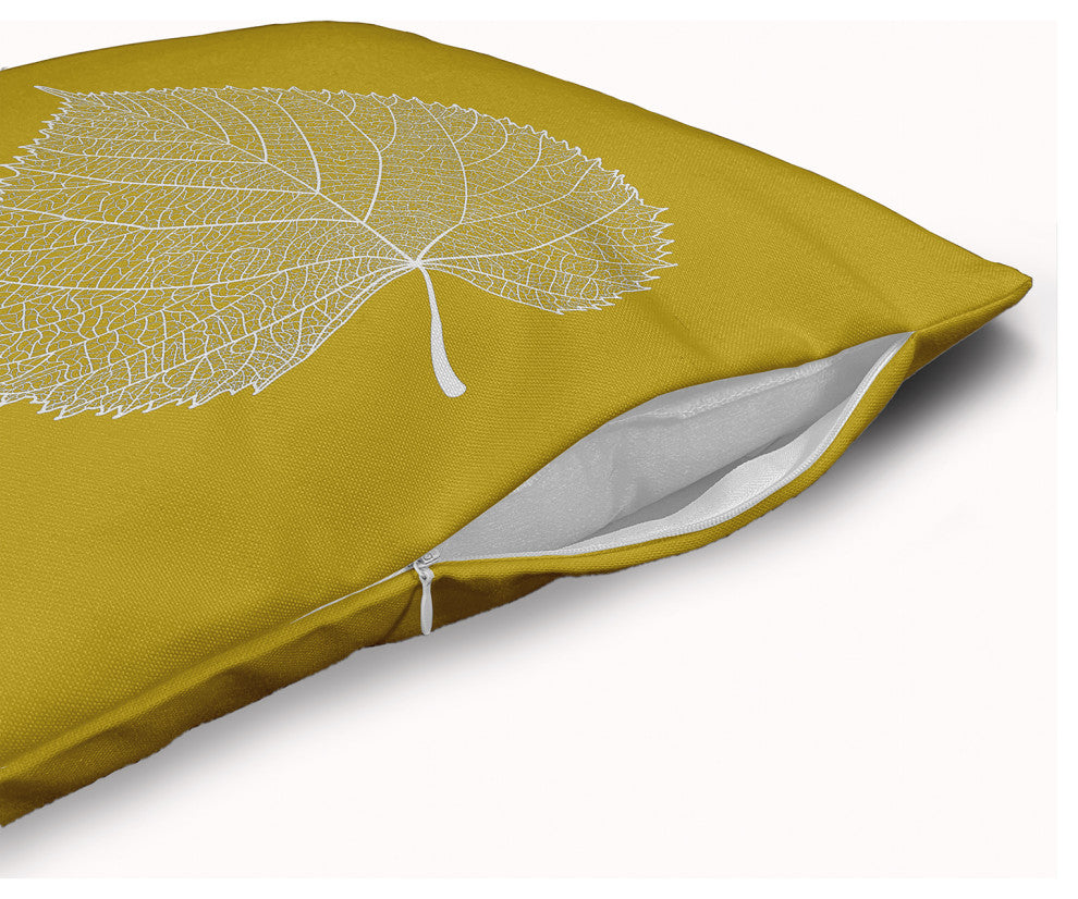 Leaf Study Accent Pillow With Removable Insert, Mustard, 18"x18"