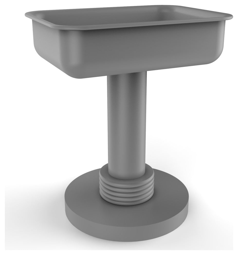 Vanity Top Soap Dish with Groovy Accents, Matte Gray