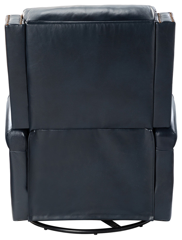 Genuine Leather Swivel Rocker Recliner, Set of 2, Navy