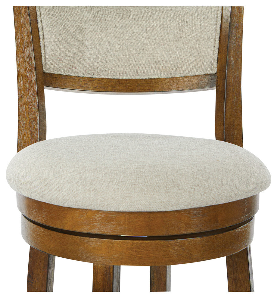 Swivel Stool 30" With Solid Back, Burnt Brown