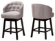 Gray Fabric and Espresso Brown Finished Wood 2-Piece Swivel Counter Stool Set