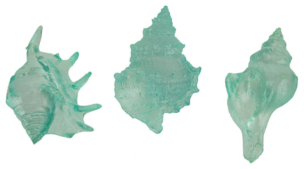 Clear Blue Acrylic Decorative Seashell Figurine Set of 3