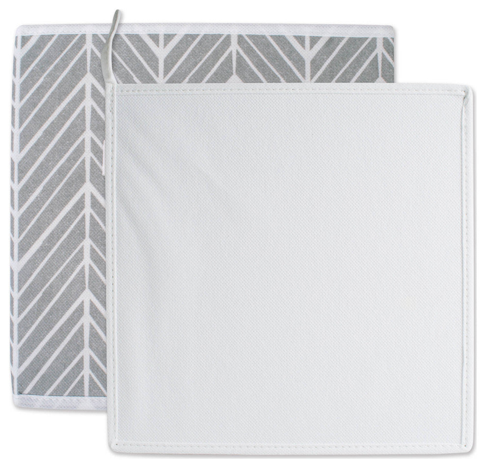Nonwoven Polyester Cube Herringbone Gray Square 11"x11"x11", Set Of 4