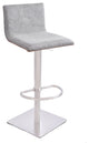Adjustable Gray Fabric Walnut and Stainless Swivel Bar Stool