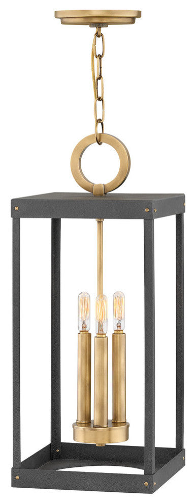 Hinkley Porter Medium Open Frame Pendant, Heritage Brass