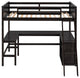Gewnee Twin size Wood Loft Bed with Shelves and Desk in Espresso
