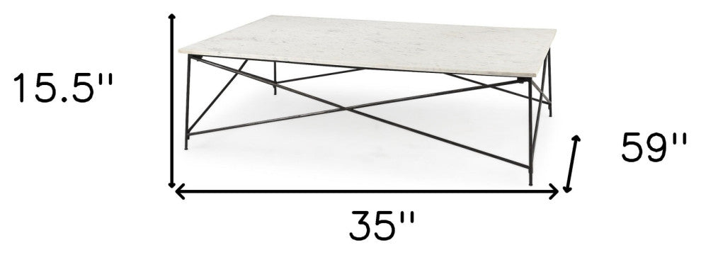White Marble Criss Cross Base Coffee Table