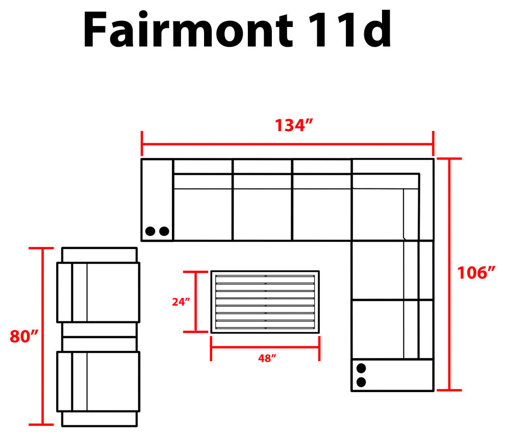 Fairmont 11 Piece Outdoor Wicker Patio Furniture Set 11d