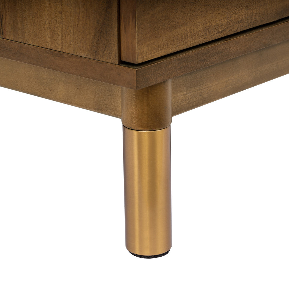 Gelato 3-Drawer Changer Dresser With Removable Changing Tray, Natural Walnut & Gold Feet