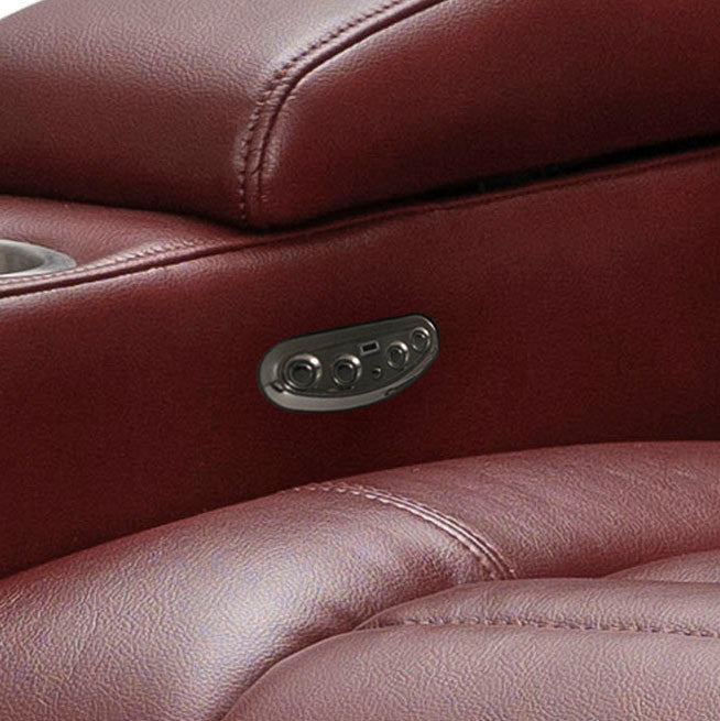 Cyrus Leather Home Theater Power Recliner, Power Headrest, Red