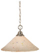 Chain Hung Pendant In Chrome, 16" Frosted Crystal Glass