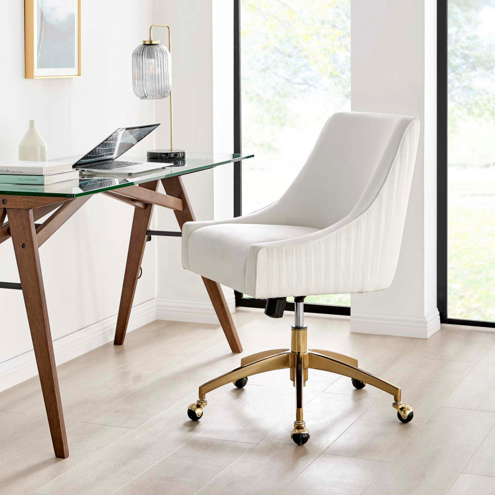 Discern Performance Velvet Office Chair, White