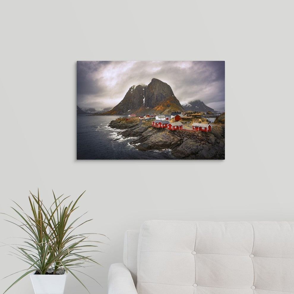 "Reine Red Houses" Wrapped Canvas Art Print, 24"x16"x1.5"