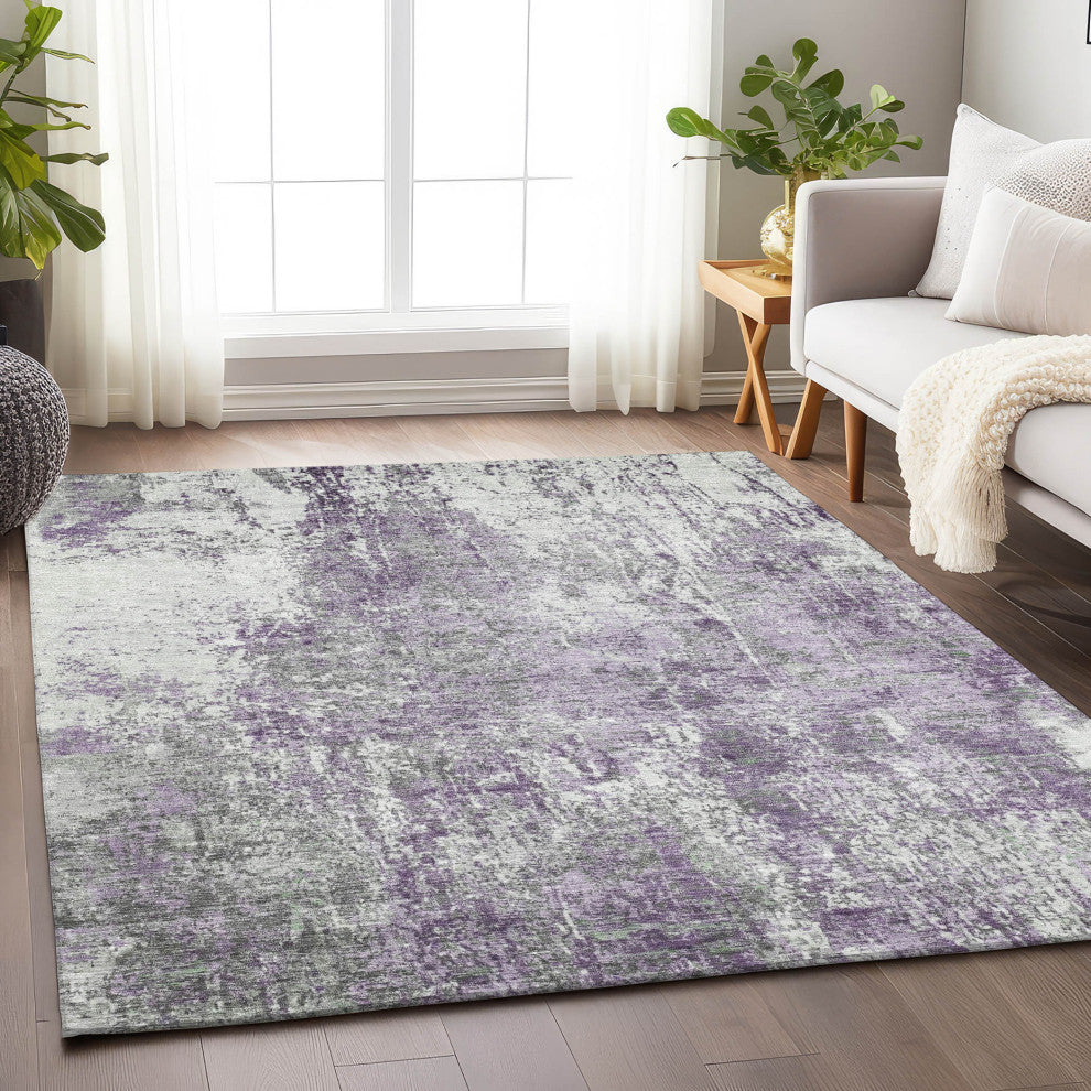 Machine Washable Indoor/Outdoor Chantille ACN1765 Plum 5' x 7'6" Rug
