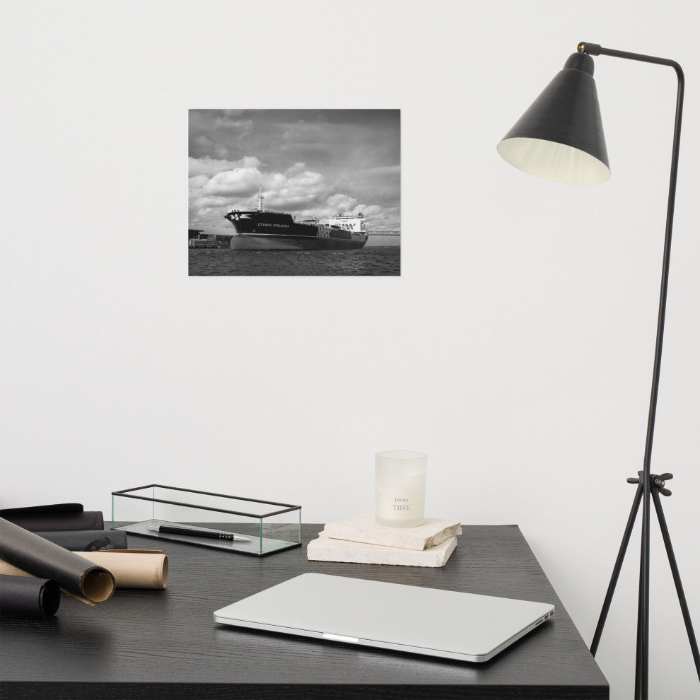 Industrial Style Wall Art: Ship St. Johns River Black & White Unframed, 11" X 14"