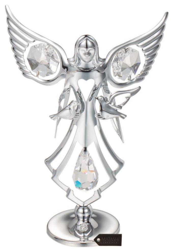 Matashi Chrome Plated Angel w/ Doves Figurine