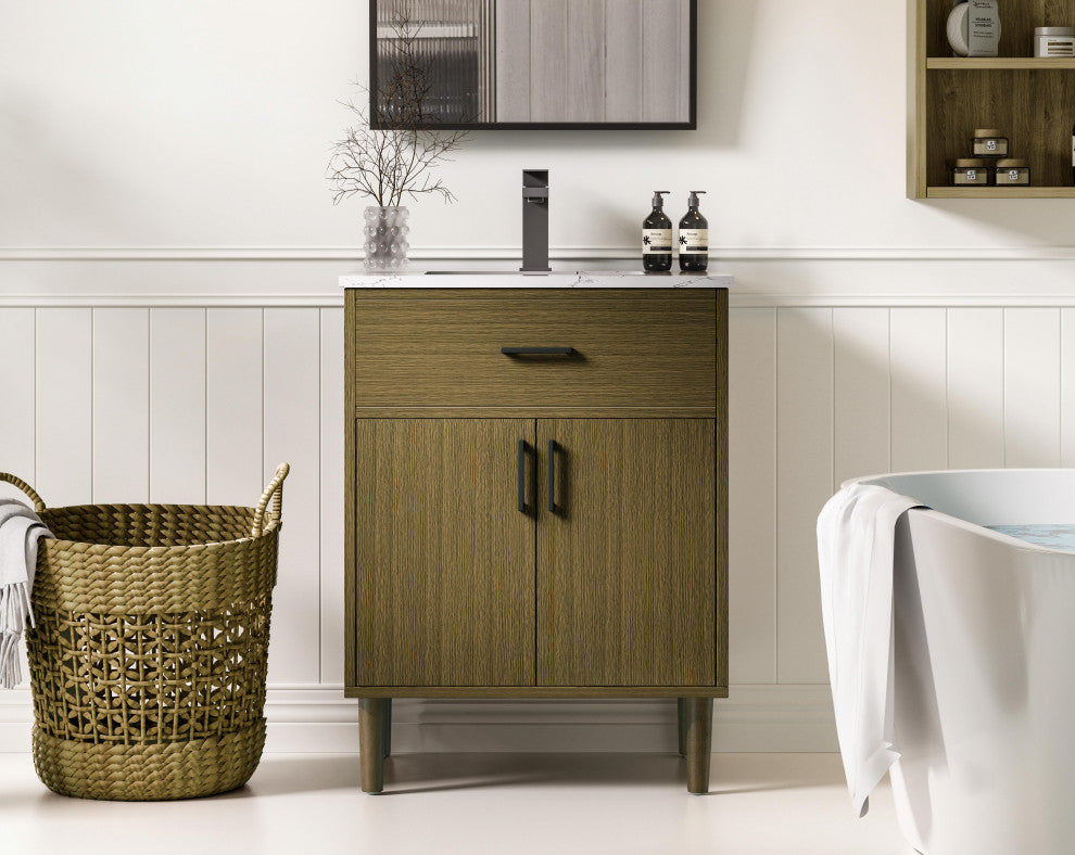 Home Living 24" Single Bathroom Vanity, Chestnut Brown