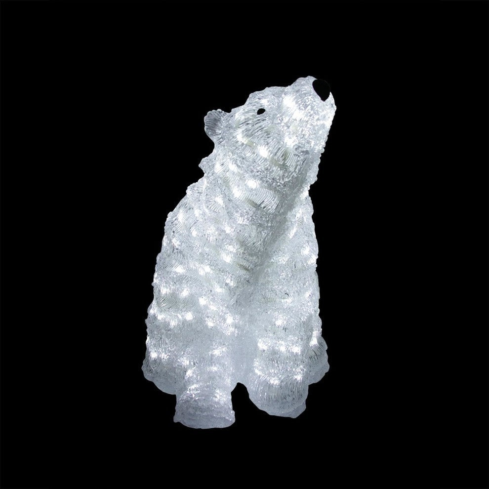 18" Lit Commercial Grade Acrylic Polar Bear Christmas Display Decoration