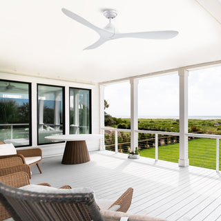 56" Modern Propeller Ceiling Fan with Remote Control and DC Reversible Motor, White