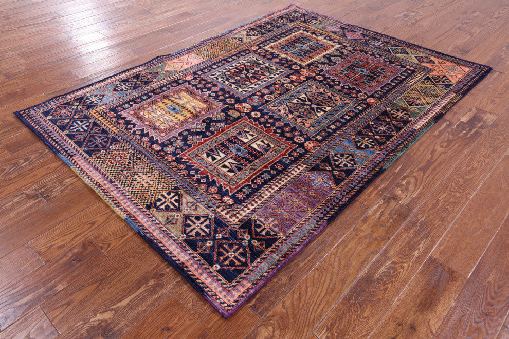 4' 10" X 6' 11" Handmade Tribal Fine Serapi Wool Rug - Q12656