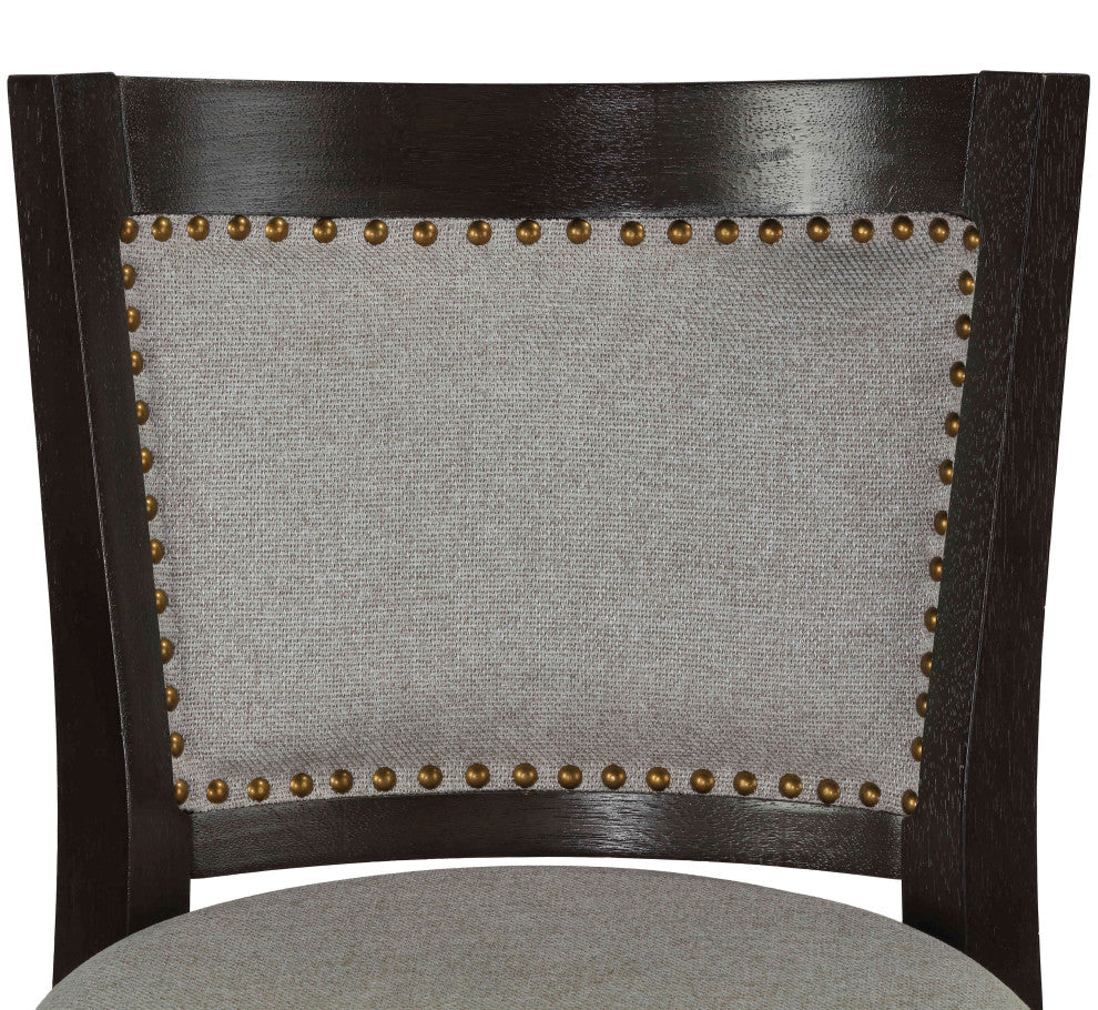 Ferne Solid Wood Swivel Counter Stool, 24" Gray Fabric