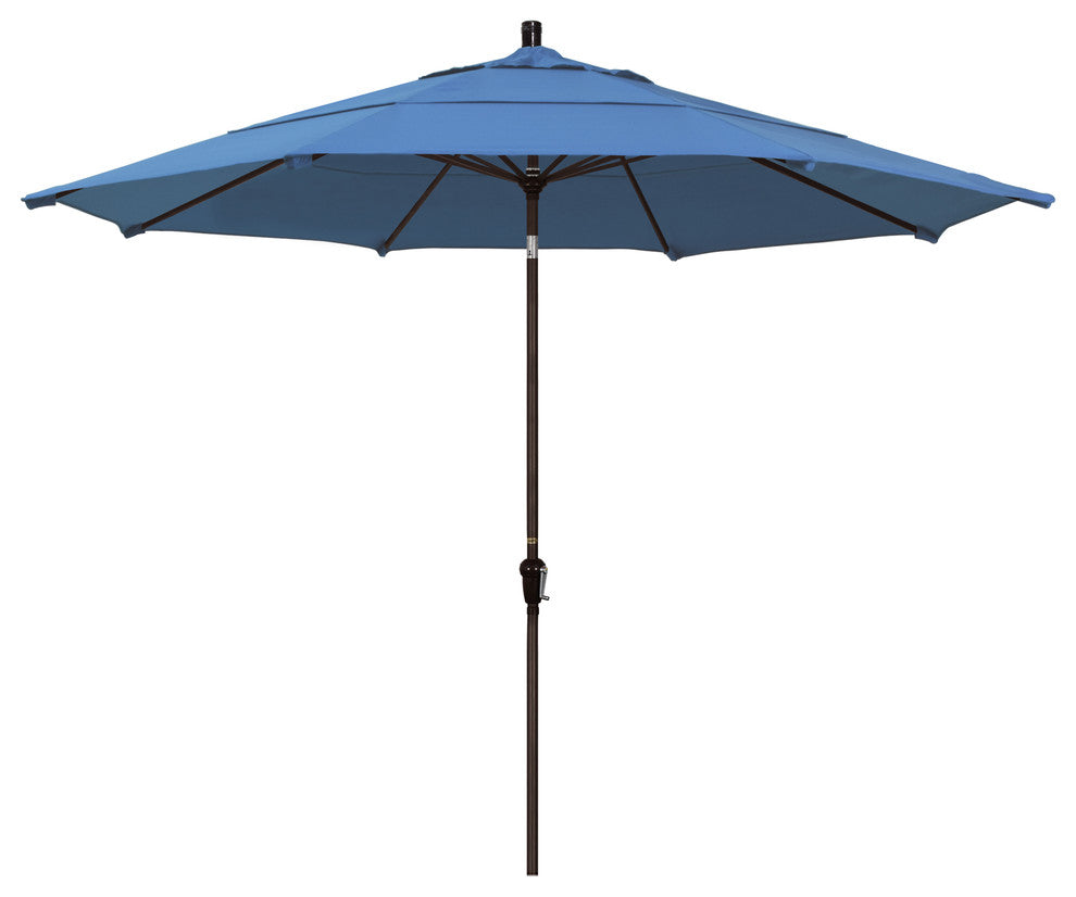11' Bronze Auto-Tilt Crank Aluminum Umbrella, Pacifica, Capri