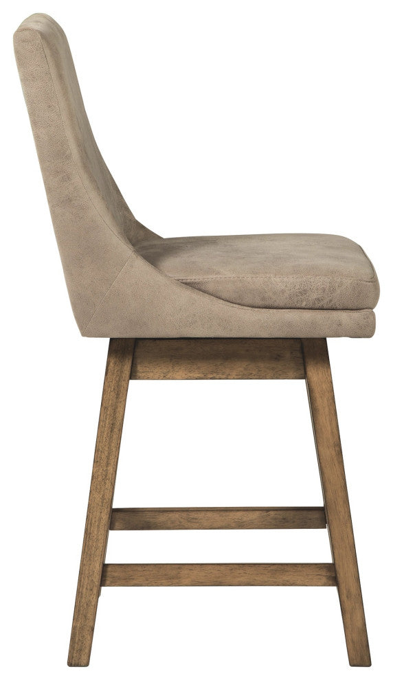 Benzara BM231381 39" Leatherette Padded Swivel Barstool, Set of 2, Beige