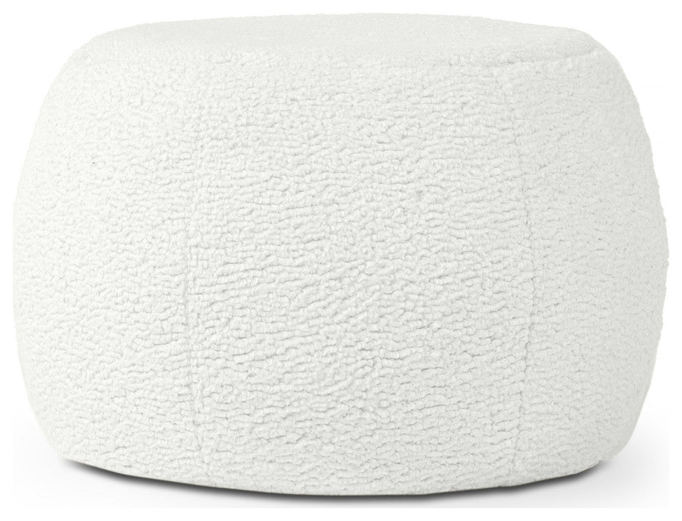 Jaxx Ellis Ottoman Shearling Faux-Lamb Plush Pouf, Cloud, Small