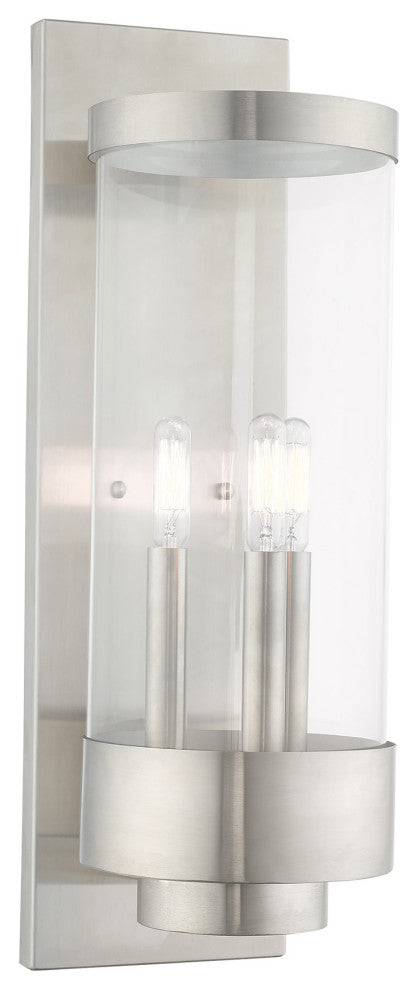 Livex Lighting Hillcrest 3 Light Brushed Nickel Large Outdoor Wall Lantern