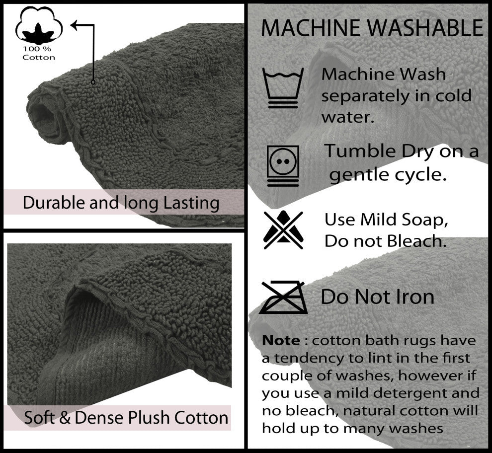 Radiant Collection Bath Rugs Set, 3-Piece Set With Runner, Gray