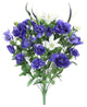 40-Stem Artificial Full Blooming Lily, Rose Bud, Carnation, Mum, Blue