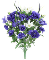 40-Stem Artificial Full Blooming Lily, Rose Bud, Carnation, Mum, Blue