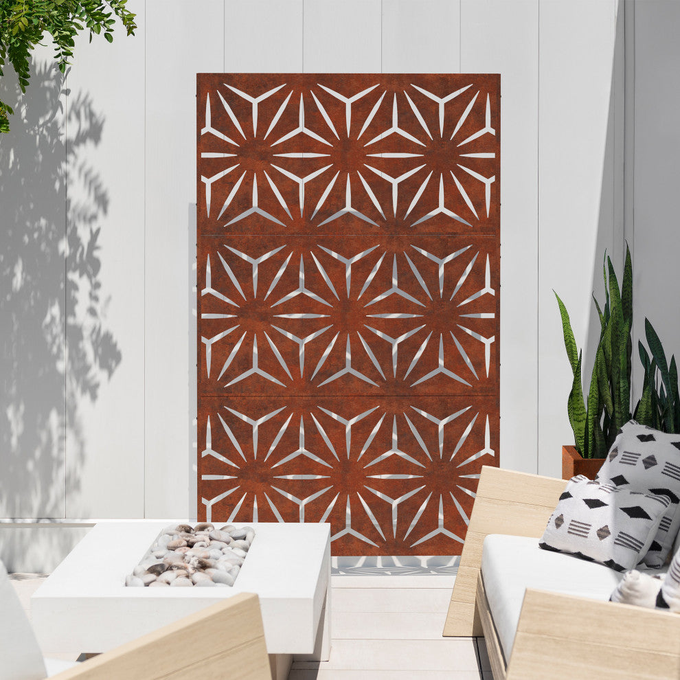 Alta Corten Steel Decorative Screen With Stand, Star