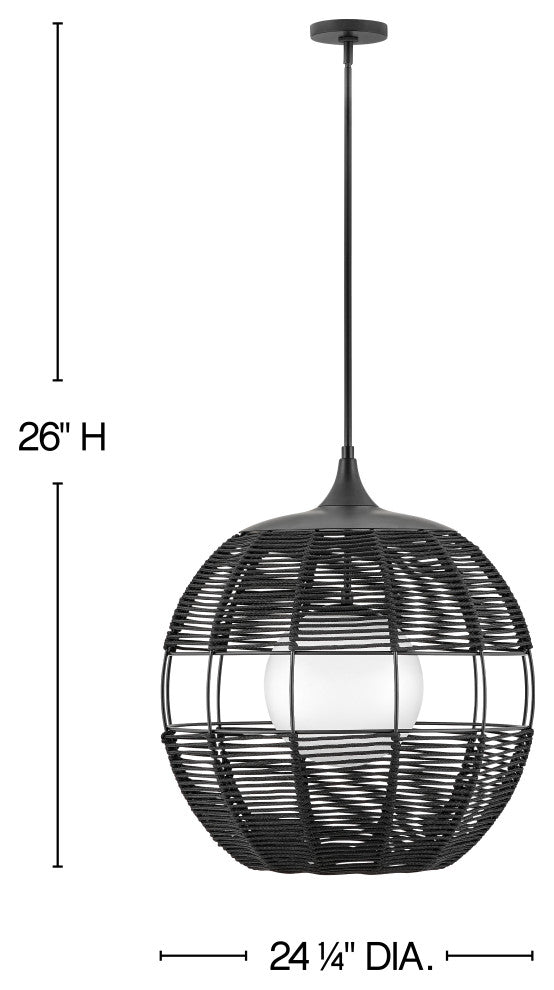Hinkley Maddox 24.25" Outdoor Large Bohemian Orb Pendant Light, Black
