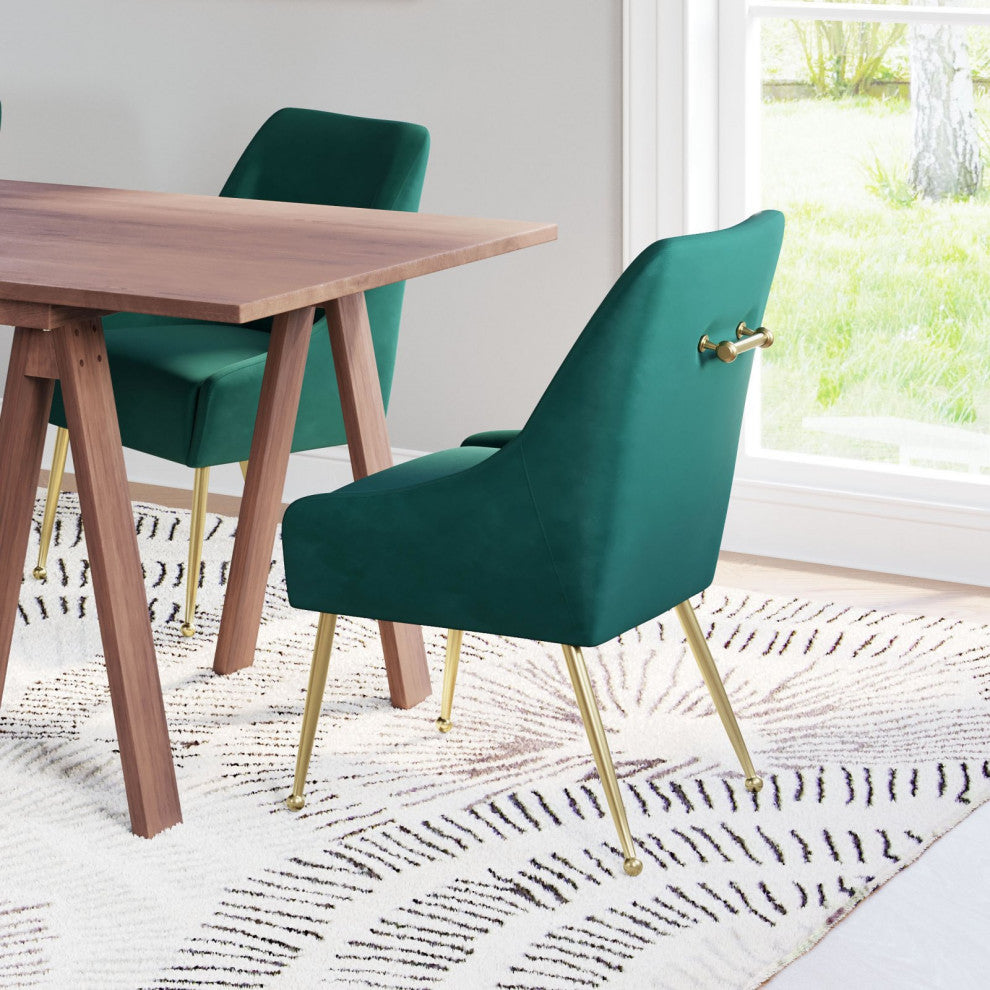Side Dining Chair, Steel Metal, Fabric, Green, Gold, Bar Kitchen Cafe Bistro