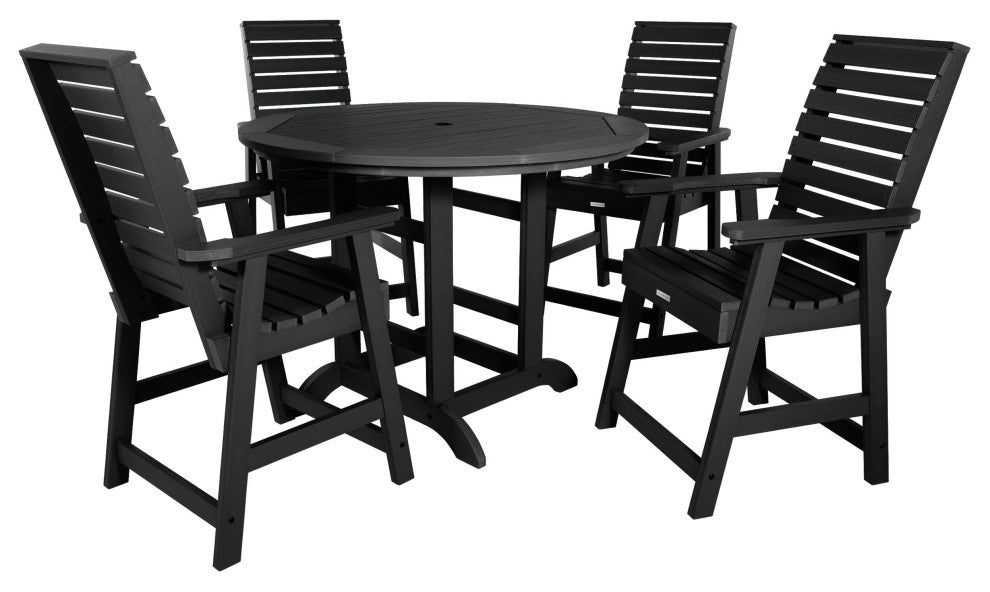 Weatherly 5-Piece Round Dining Set, Black