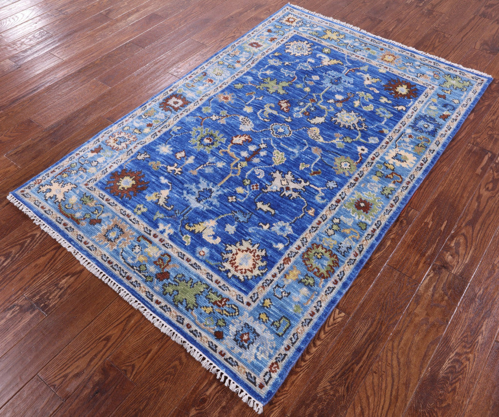 4' 1" X 6' 3" Handmade Turkish Oushak Wool Rug - Q15929