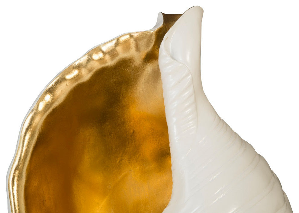 Triton Shell Wall Art, Pearl White and Gold Leaf