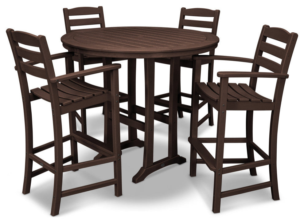 POLYWOOD 5-Piece La Casa Bar Dining Set, Mahogany