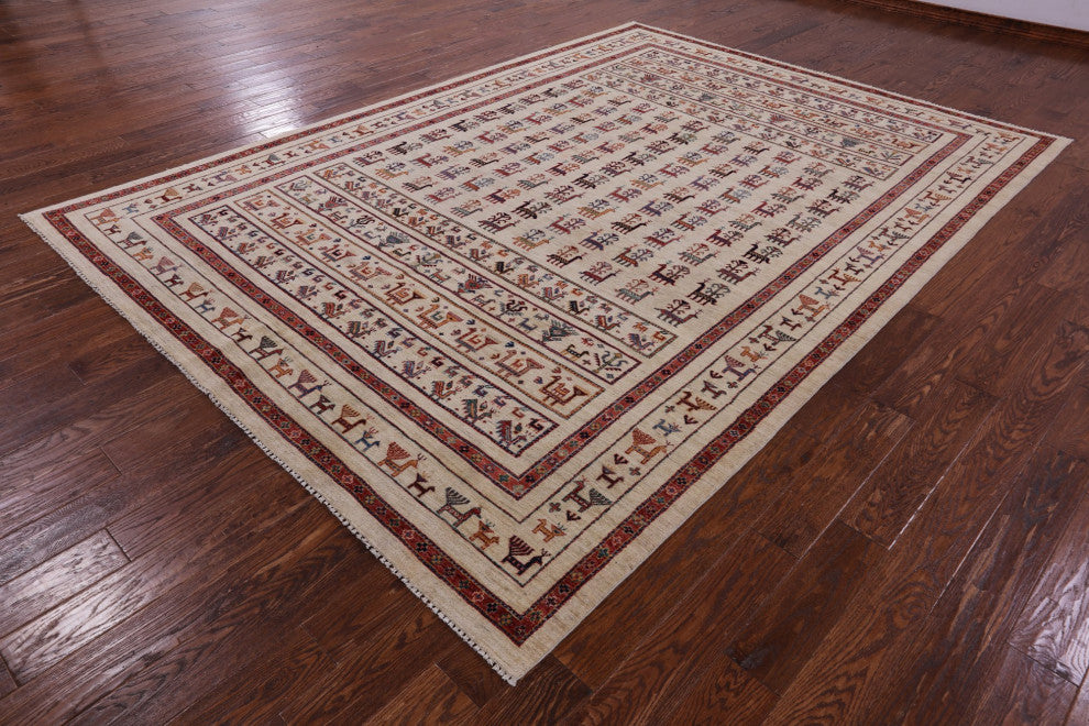 Tribal Persian Gabbeh Hand Knotted Wool Rug 8' 1" X 11' 4" Q11129