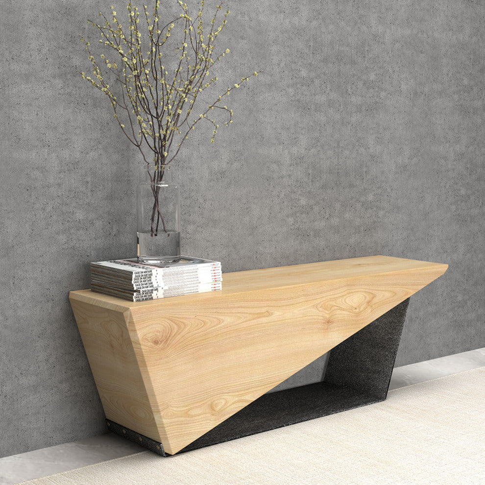 Rustic Wooden Bench 3-Person Seat Bench for Entryway with Metal