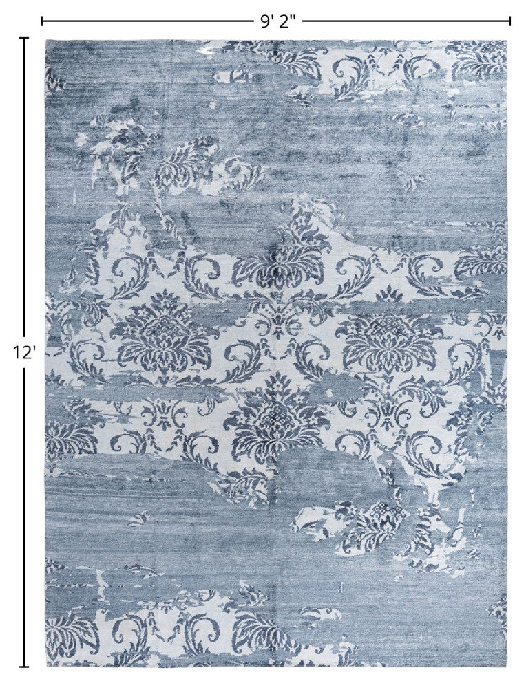 Modern One-of-a-Kind Hand-Knotted Area Rug Gray, 9' 2" x 12' 0"