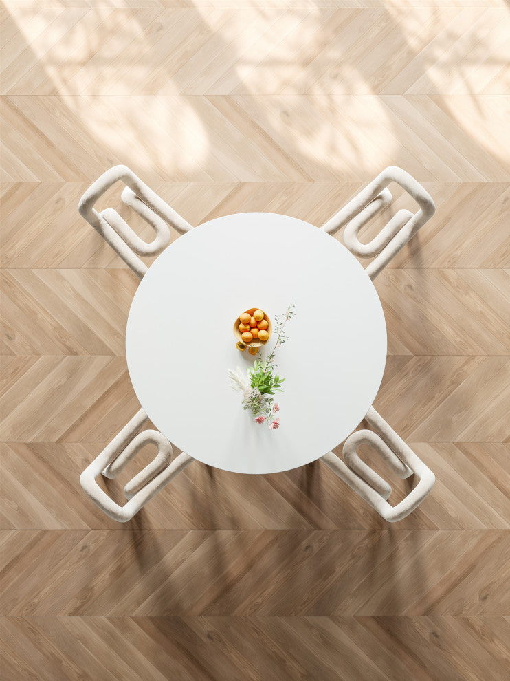 Modern Round Slate Dining Table With Pedestals for Dining Room, 59.09"