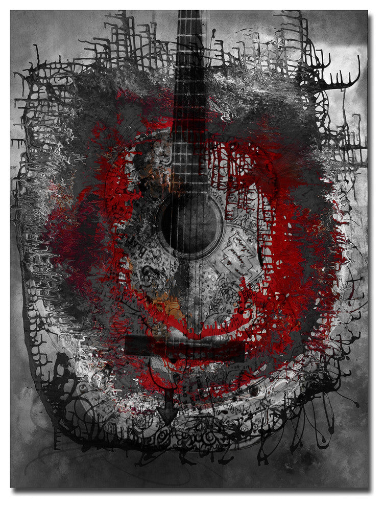 Abstract Acoustic Guitar Canvas Wall Art