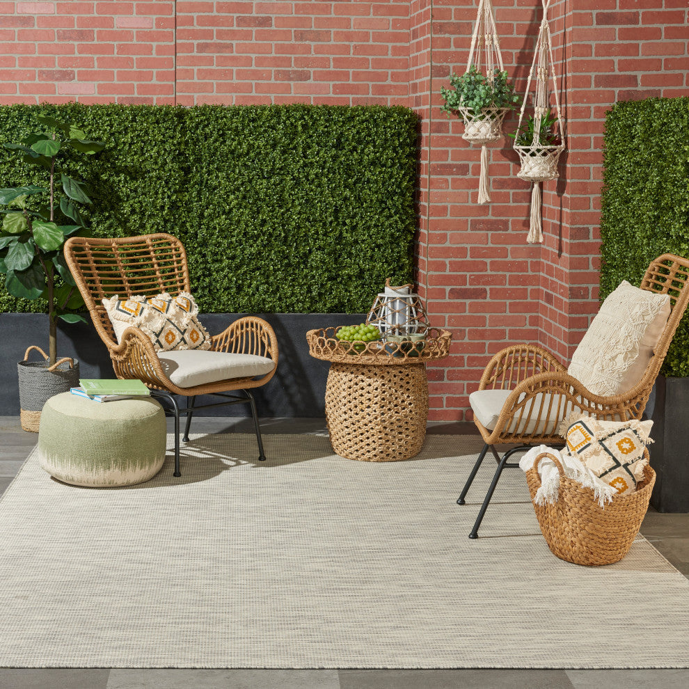 Nourison Positano Contemporary Area Rug, Light Grey, 9'x12'